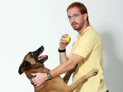 Matan Berman with his dog