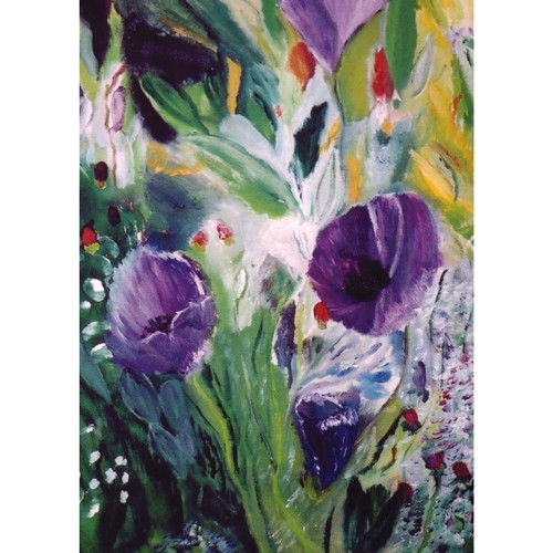 image: Purple Flowers 5x7 card