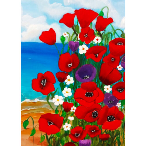 painting of anemones by the sea